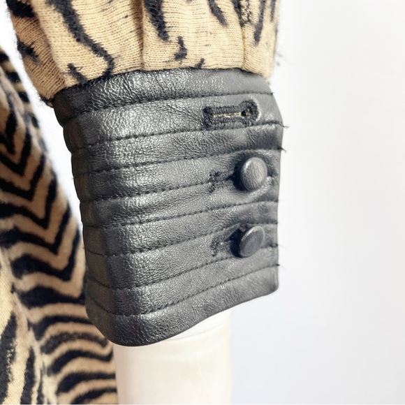 Sea New York Dress Brown Tiger Stripes 3/4 with Leather Trim and Belt Size 10 - Picture 5 of 11